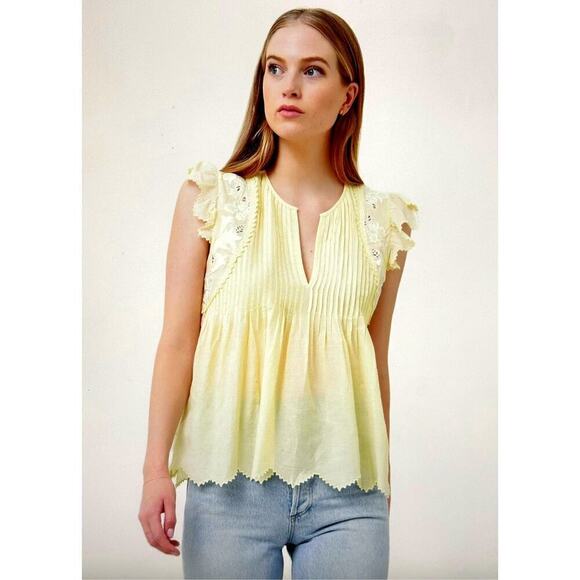 Zadig & Voltaire Tiara Tomboy Floral Embroidered Top - Butter - size S - Picture 2 of 9